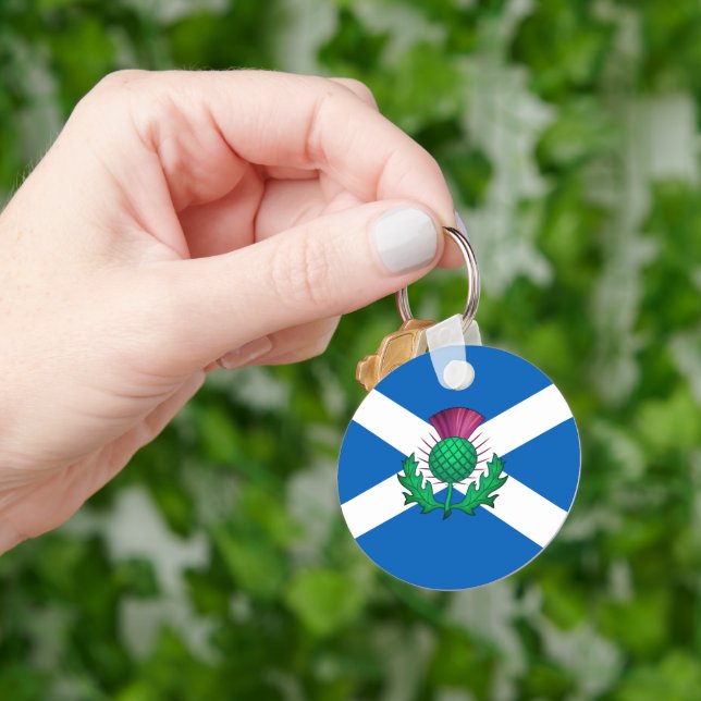 Flagga av Skottland med Thistle som ersatts Nyckelring (Hand)