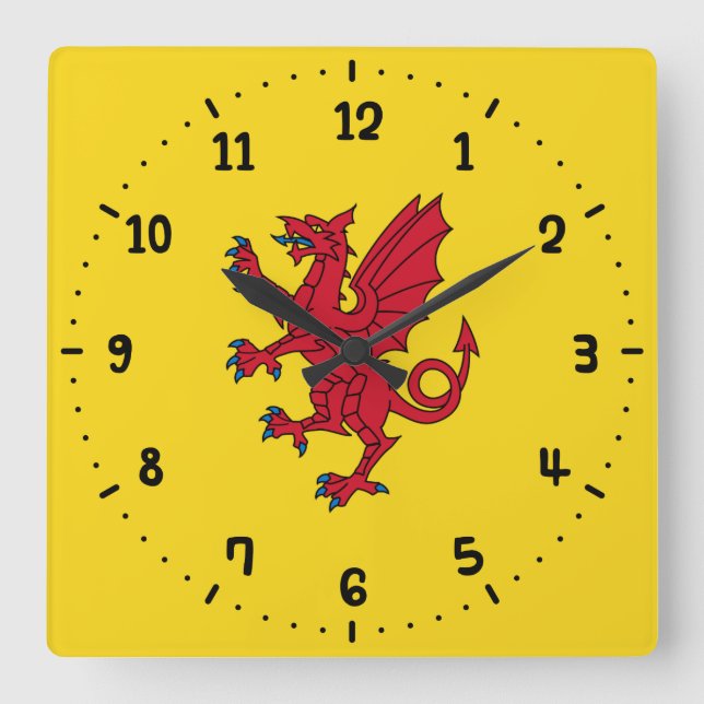 Flagga av Somerset Square Wall Clock Fyrkantig Klocka (Framsida)