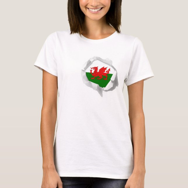 Flagga av sönderriven walesisk pride Wales för Tee (Framsida)