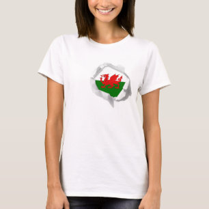Flagga av sönderriven walesisk pride Wales för Tee Shirt
