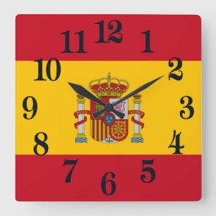 Flagga av Spanien - Bandera de Espana Fyrkantig Klocka