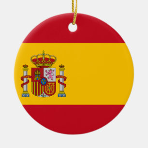 Flagga av Spanien - Bandera de España - spanjor Julgransprydnad Keramik