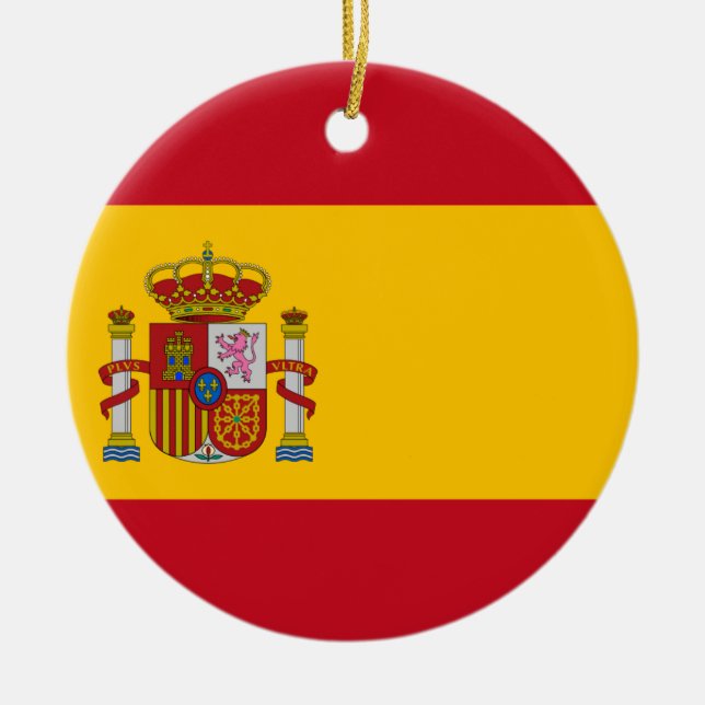 Flagga av Spanien - Bandera de España - spanjor Julgransprydnad Keramik (Framsidan)
