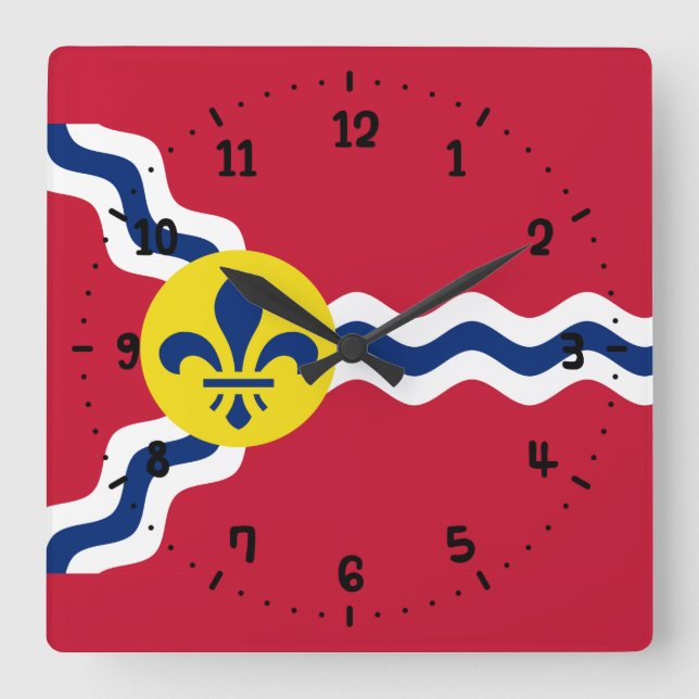 Flagga av St. Louis, Missouri Square Wall Clock Fyrkantig Klocka (Framsida)