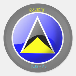 FLAGGA AV ST LUCIA PÅ STICKER RUNT KLISTERMÄRKE