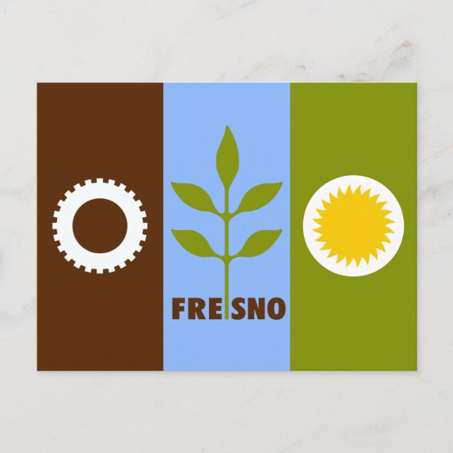 Flagga av staden Fresno, Kaliforniens inbjudan eft Vykort (Framsida)
