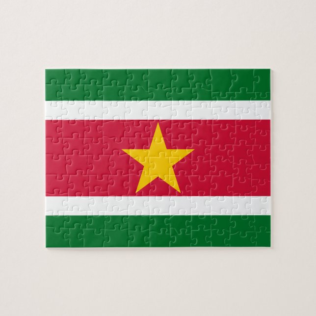 Flagga av Surinam Photo Puzzle Pussel (Horisontell)