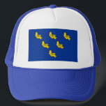 Flagga av Sussex Hat Keps<br><div class="desc">Hat med design med en flagga av det historiska grevskapet Sussex i England, Underbar Storbritannien; blå flagga med sex martlets i guld</div>