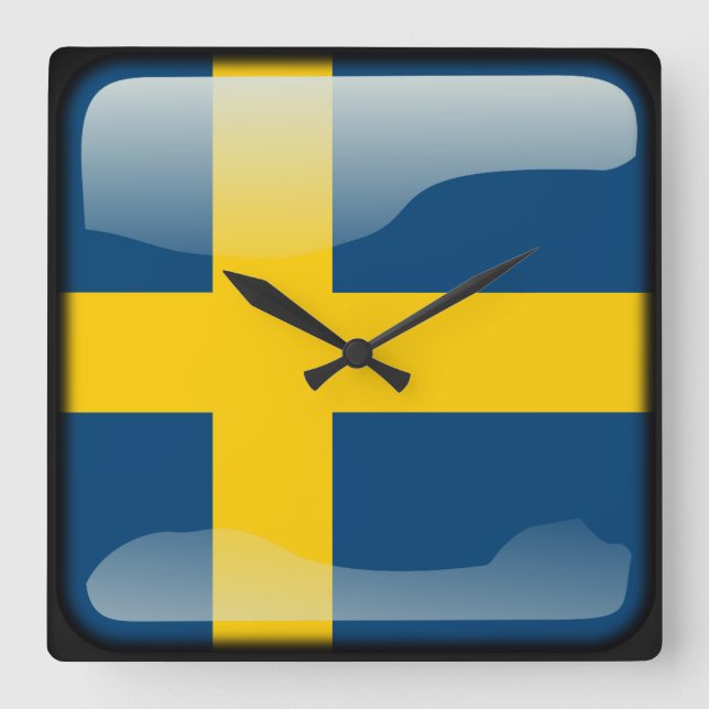 Flagga av Sverige Fyrkantig Klocka (Framsida)