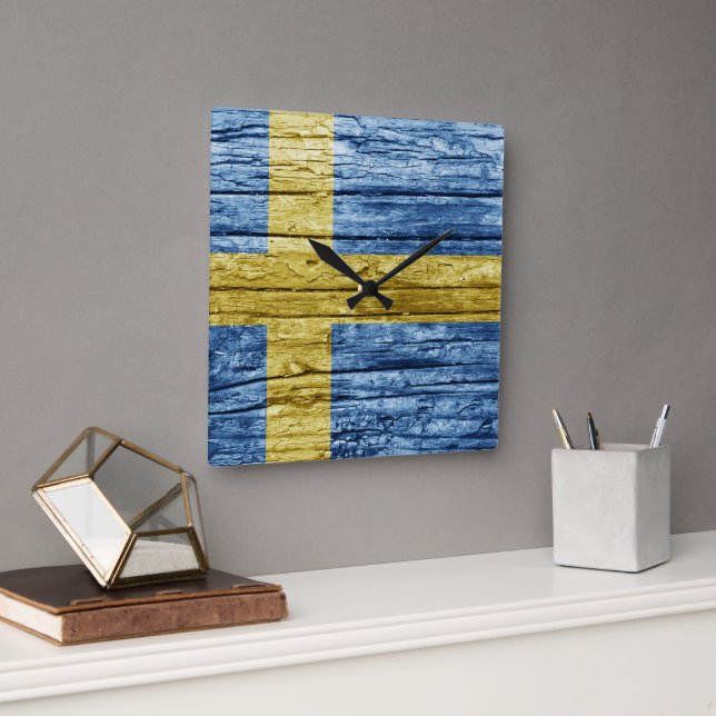 flagga av sverige fyrkantig klocka (Kontor)