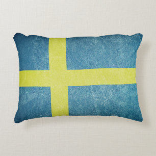 Flagga av Sverige Grunge Prydnadskudde