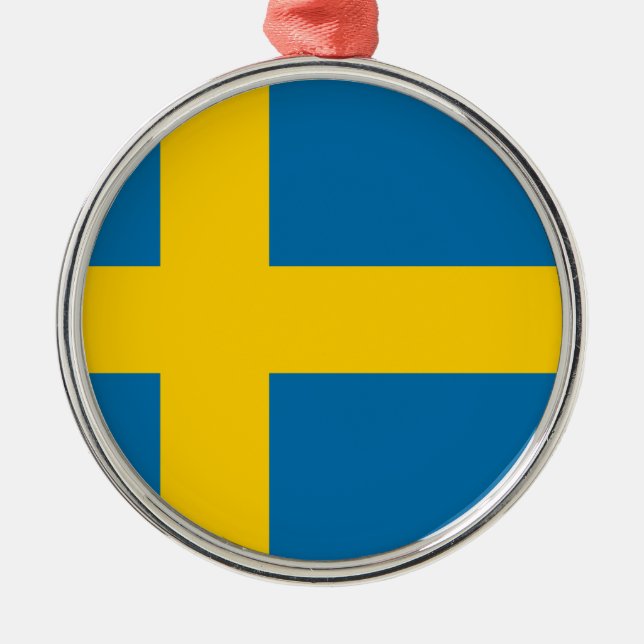 Flagga av Sverige Julgransprydnad Metall (Framsidan)