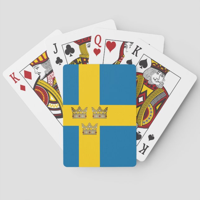 Flagga av Sverige med ytterligare tre Krona Sverig Casinokort (Baksidan)
