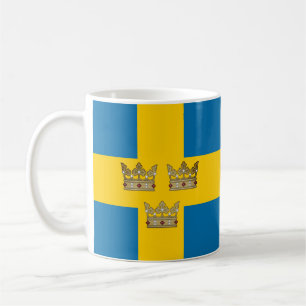 Flagga av Sverige med ytterligare tre Krona Sverig Kaffemugg