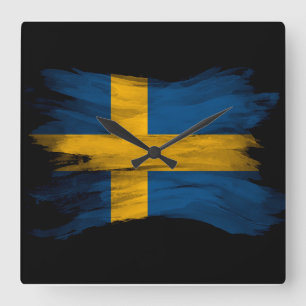 flagga av sverige, nationell flagga fyrkantig klocka