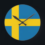 Flagga av Sverige Rund Klocka<br><div class="desc">Flagga Sverige - Sveriges flaggga</div>