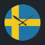 Flagga av Sverige Rund Klocka<br><div class="desc">Flagga Sverige - Sveriges flaggga</div>