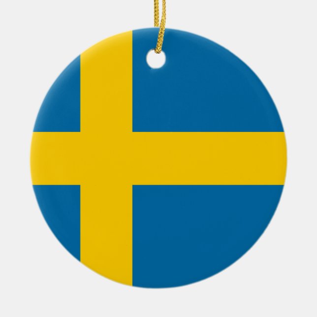 Flagga av sverigen - den Sveriges flaggaen - Julgransprydnad Keramik (Framsidan)