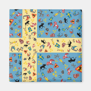 Flagga av sverigen med kultursymbolsmagneten magnet