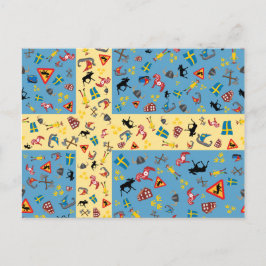 Flagga av sverigen med kultursymbolsvykortet vykort