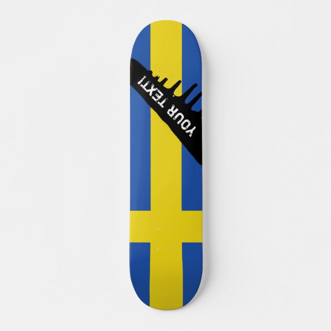 Flagga av sverigen old school skateboard bräda 21,6 cm (Framsida)
