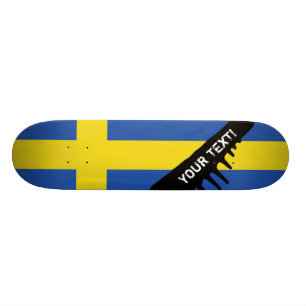 Flagga av sverigen old school skateboard bräda 21,6 cm