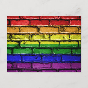 Flagga av tegelvägg för pride av färgat LGBT-regnb Vykort