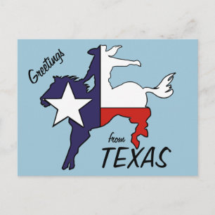 Flagga av Texas disposition buckcowboyhäst Vykort