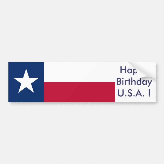 Flagga av Texas,Grattis på födelsedagen USA! Bildekal (Framsidan)