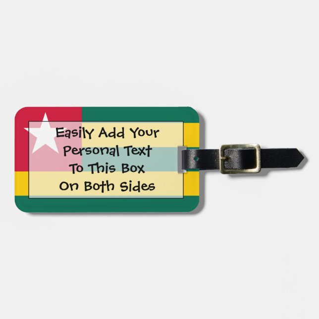 Flagga av Togo Easy ID Personal Bagagebricka (Horisontell Framsida)