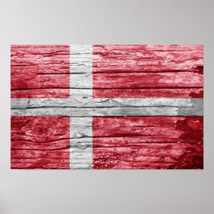 Flagga av trä i Danmark Poster