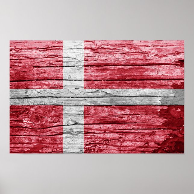 Flagga av trä i Danmark Poster (Framsidan)