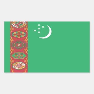 Flagga av Turkmenistan Rektangulärt Klistermärke