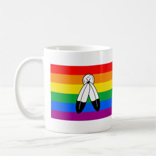 Flagga av två-spira-HBT-Pride+ Kaffemugg