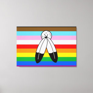 Flagga av två-spirit-HBT-Pride+-förlopp Canvastryck
