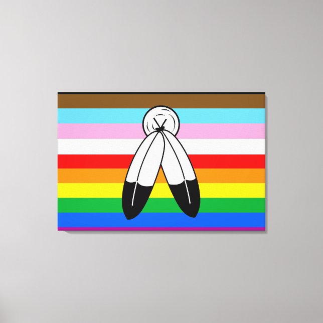 Flagga av två-spirit-HBT-Pride+-förlopp Canvastryck (Framsida)
