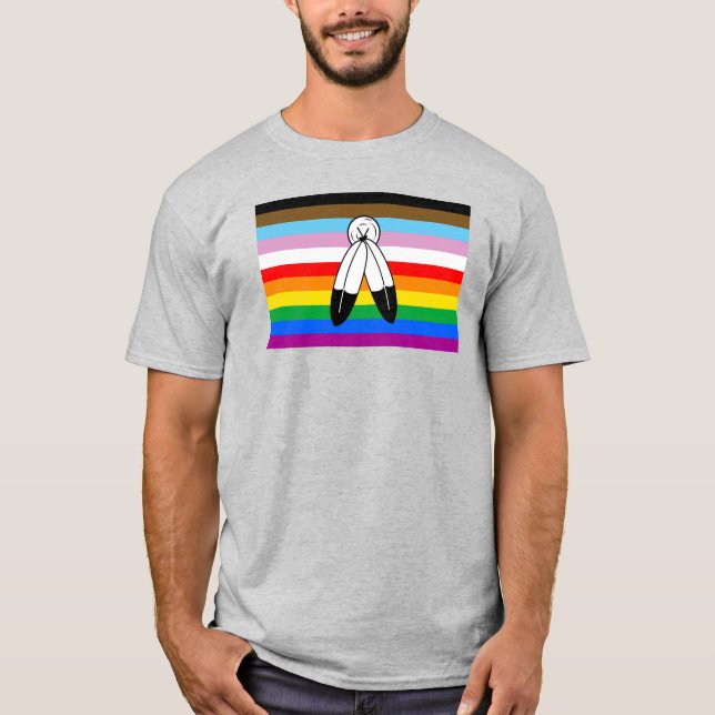 Flagga av två-spirit-HBT-Pride+-förlopp T Shirt (Framsida)