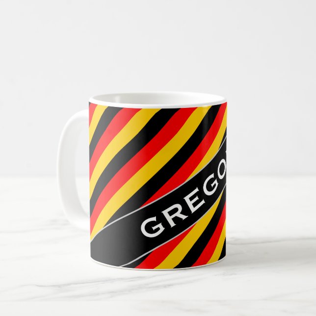 Flagga av Tysklandare Inspired Färgad Rand Mönster Kaffemugg (Framsida vänster)
