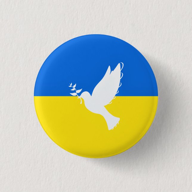 Flagga av Ukraina - Knappen Dove of Peace - Freedo Knapp (Framsida)
