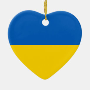 Flagga av Ukraina - ukrainsk flagga - Julgransprydnad Keramik