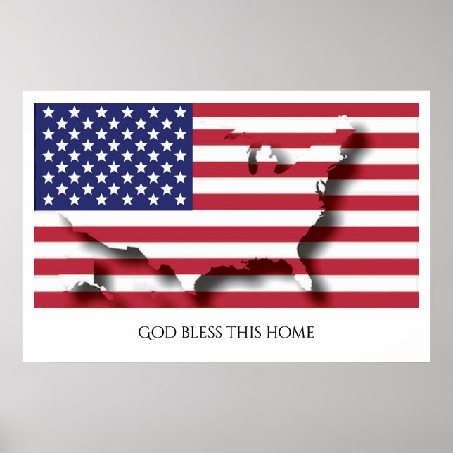 Flagga av USA AMERICA Patriotic Home Customized Te Poster (Framsidan)