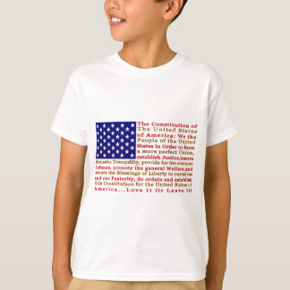 Flagga av USA amerikanen med ord konstitutionen Tee