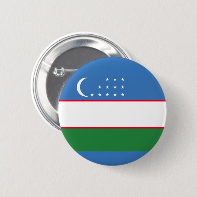 Flagga av Uzbekistan Knapp (Framsida & baksida)