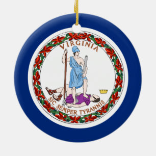Flagga av Virginia Julgransprydnad Keramik