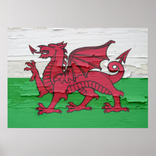 Flagga av Wales red ut Poster