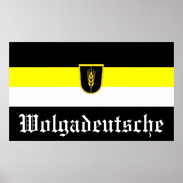 Flagga av Wolgadeutsche (svart/gult/vit version) Poster (Framsidan)