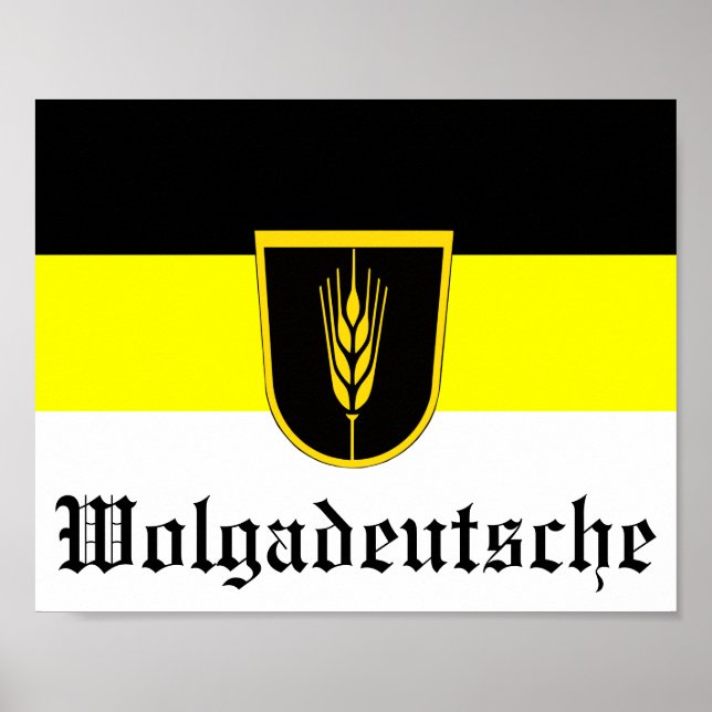 Flagga av Wolgadeutsche (svartvitt/gult/vit versio Poster (Framsidan)