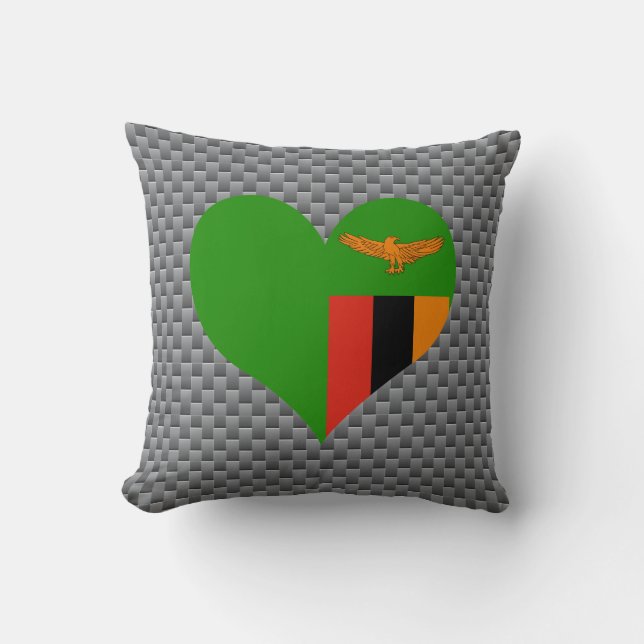 Flagga av Zambian på metallbakgrund Kudde (Framsida)