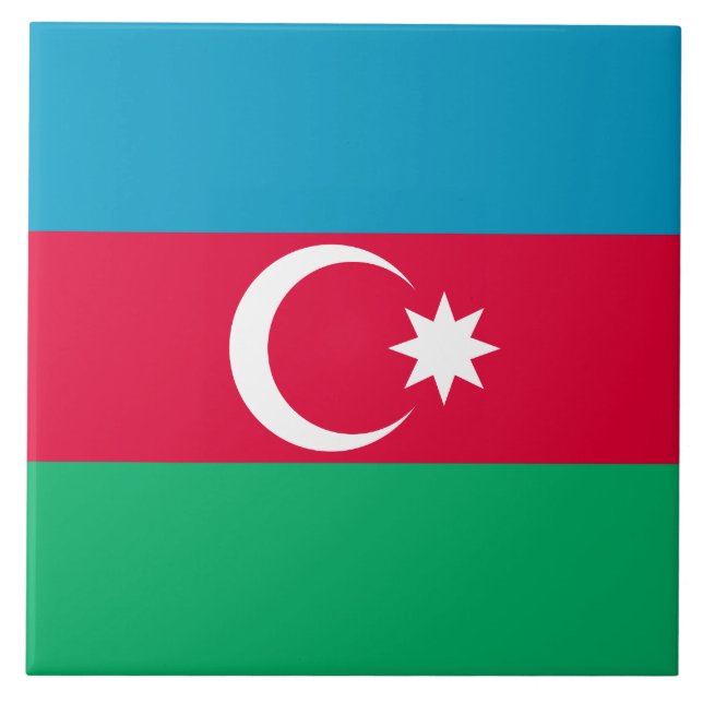 Flagga Azerbajdzjan Blue Red Grönt Crescent Måne Kakelplatta (Framsidan)