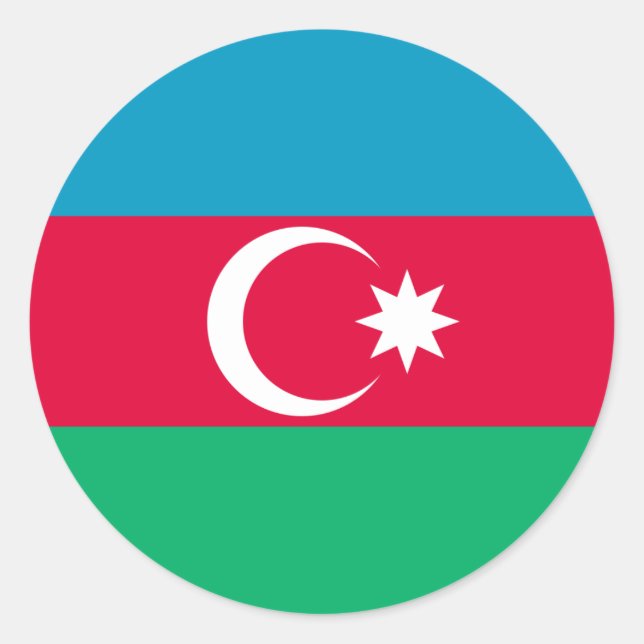 Flagga Azerbajdzjan Sticker Runt Klistermärke (Framsida)